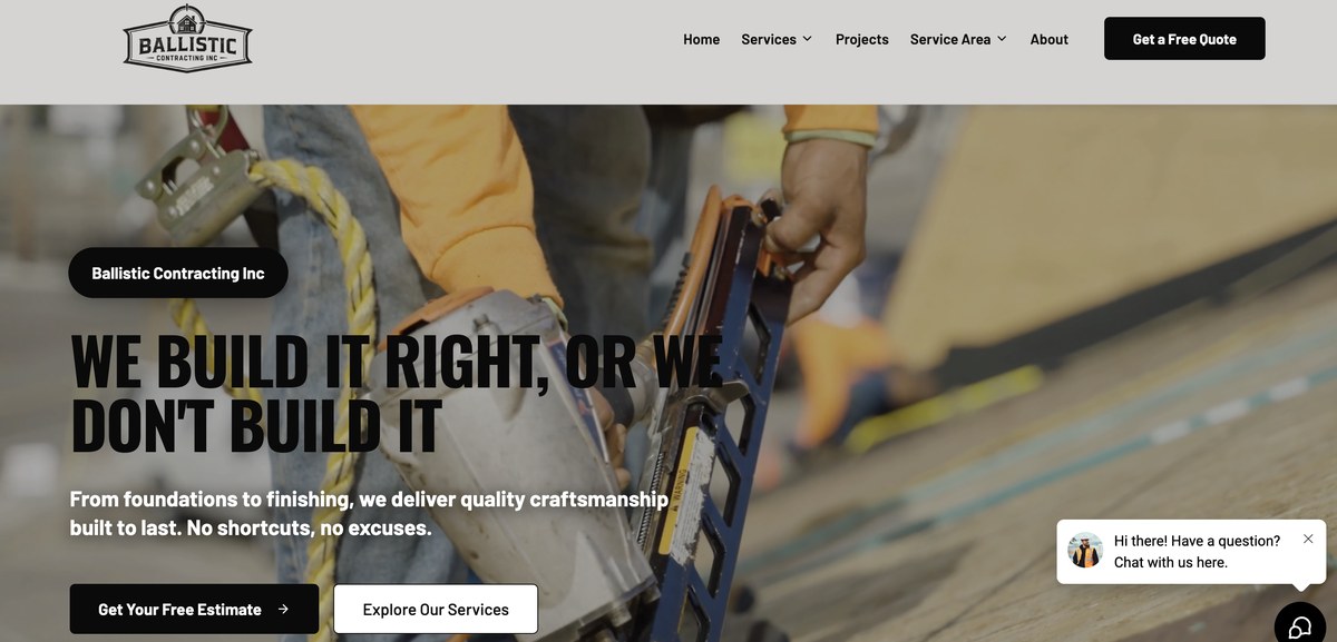 Ballistic Contracting Inc homepage
