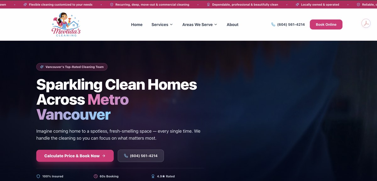 Mevlida's Cleaning homepage