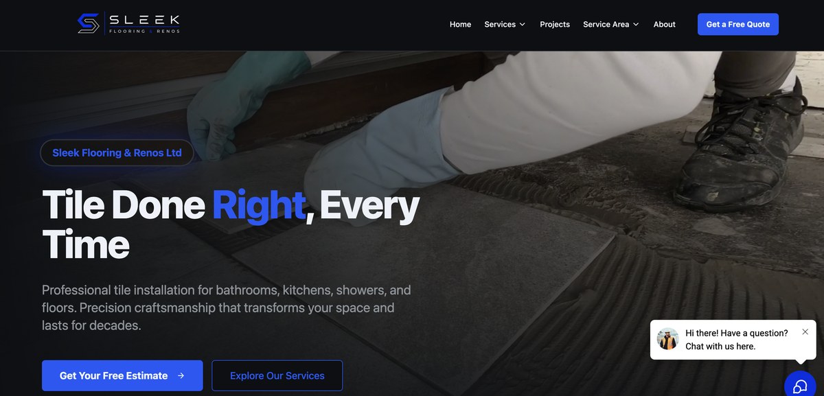 Sleek Flooring and Renos Ltd homepage