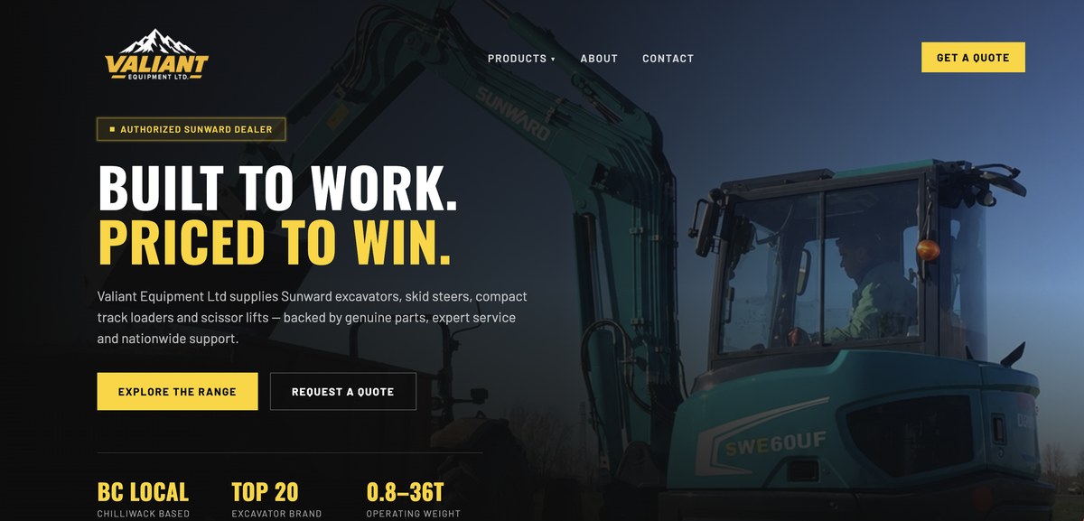 Valiant Equipment Ltd homepage